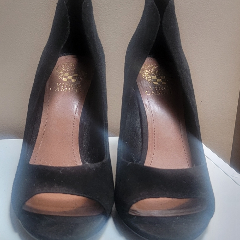 Vince Camuto Suede Open Toe Heels